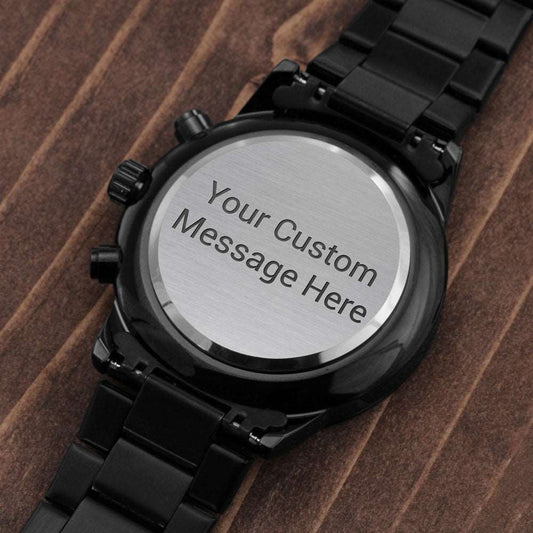 Customize Engraved Black Chronograph WatchCustomize Engraved Black Chronograph Watch